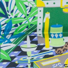 Auth. Hermès Scarf Les Douze Léopards Double Sided Rose Bonbon Vert Vif New Rare