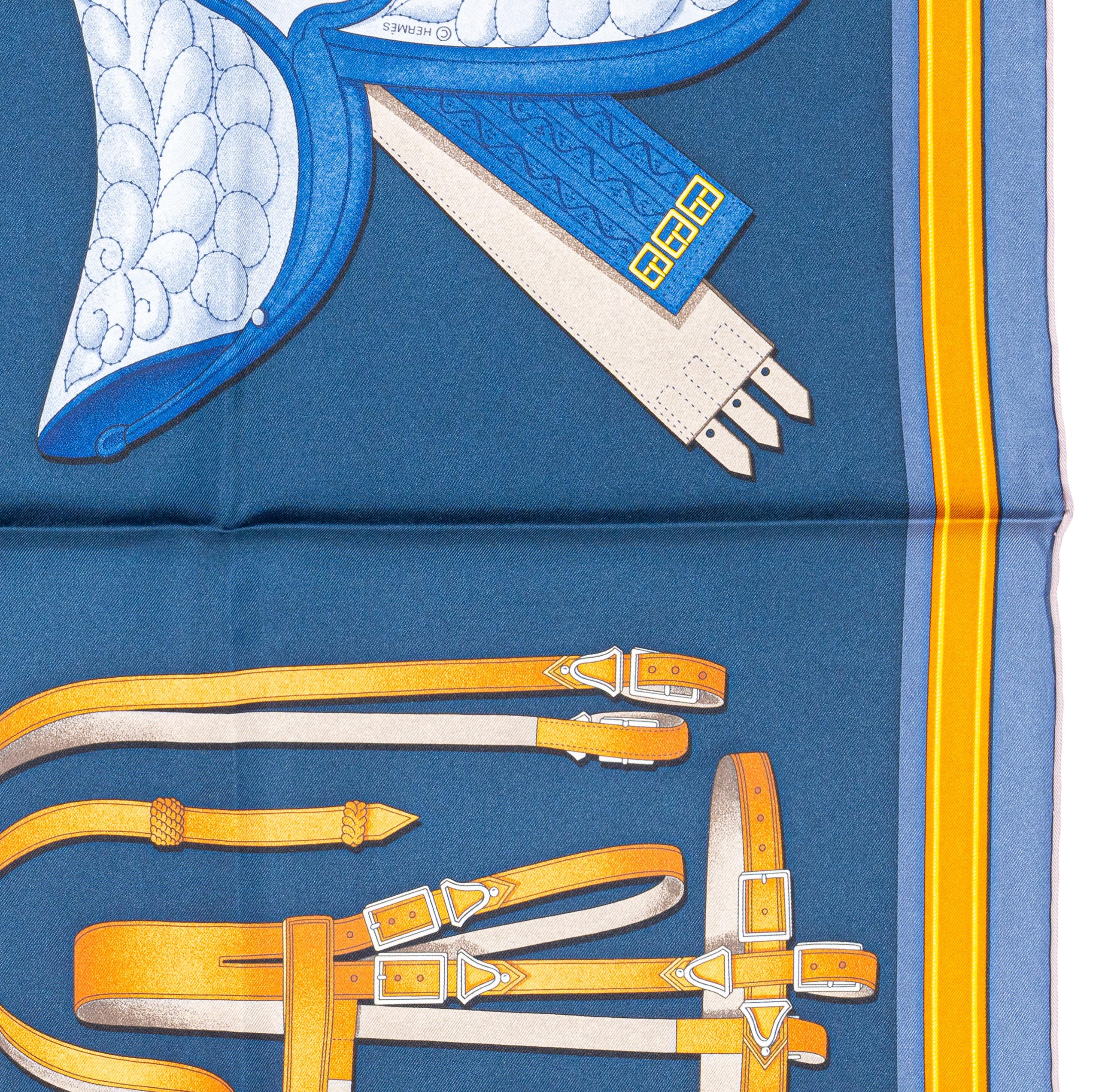 Aut. Hermès Bufanda Lettres Équestres - Bleu Ardoise Vert Nueva Etiqueta de la Tienda en venta 6