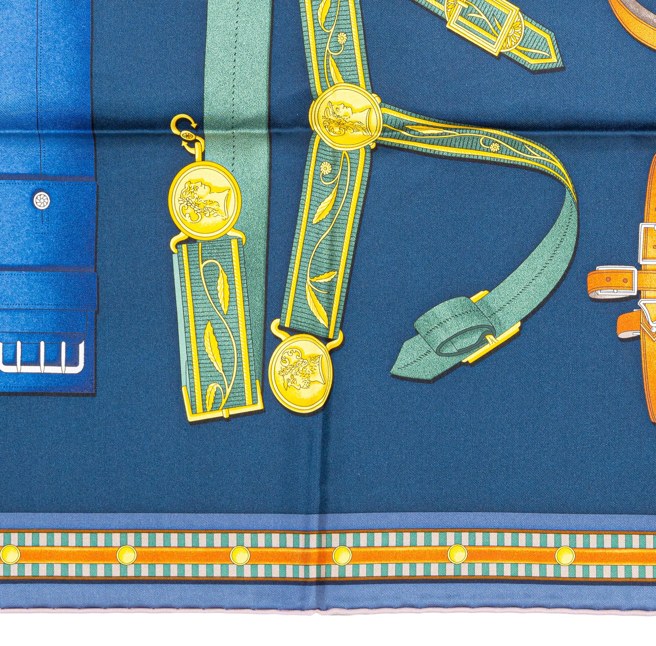 Aut. Hermès Bufanda Lettres Équestres - Bleu Ardoise Vert Nueva Etiqueta de la Tienda en venta 8