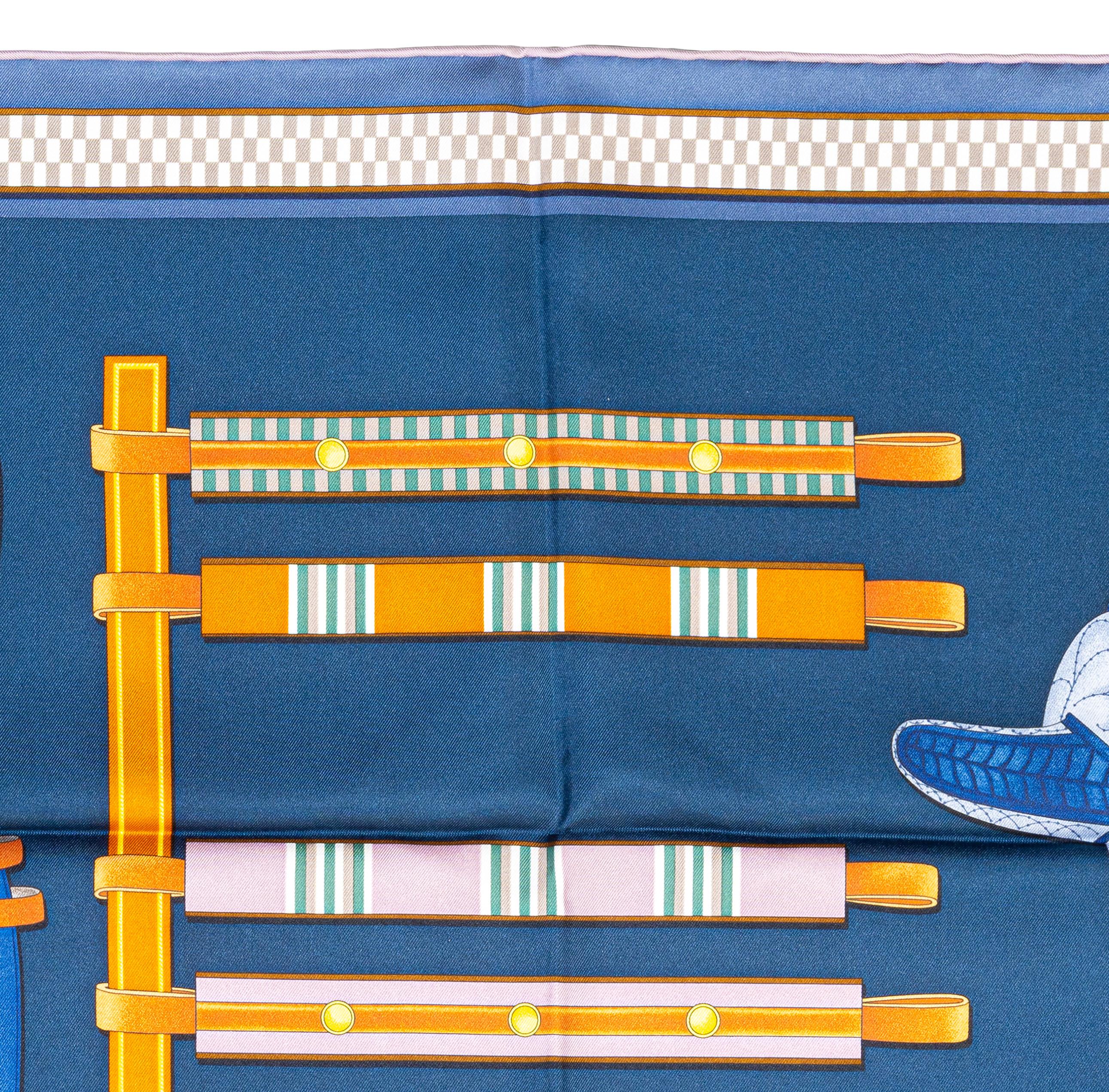 Aut. Hermès Bufanda Lettres Équestres - Bleu Ardoise Vert Nueva Etiqueta de la Tienda en venta 2