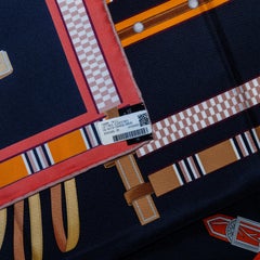 Auth. Hermès Scarf Lettres Équestres – Noir Orange Brun - New Store Tag