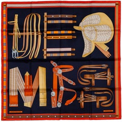 Aut. Hermès Bufanda Lettres Équestres - Noir Orange Brun - Nueva Etiqueta de la Tienda