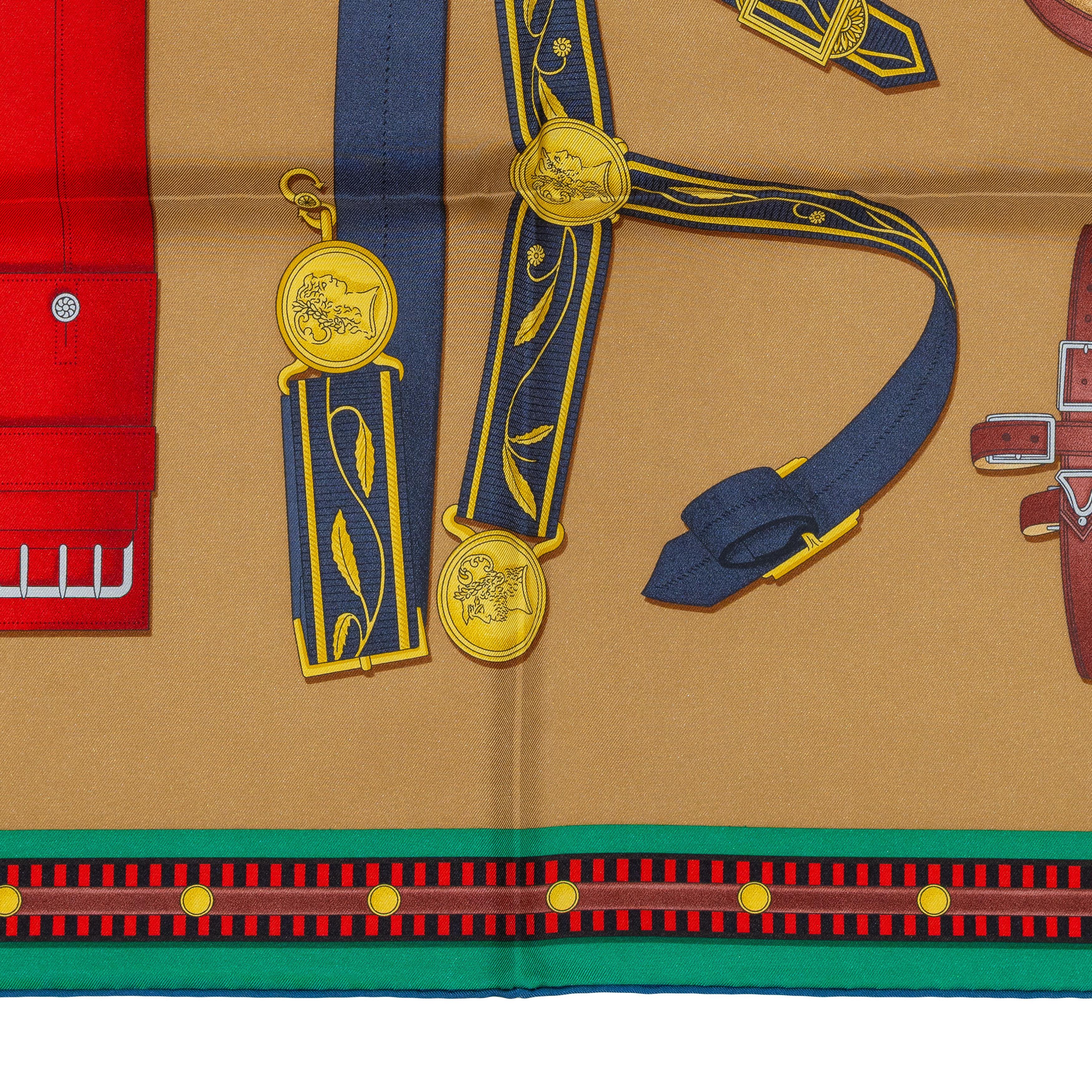 Auth. Hermès Scarf Lettres Équestres - Tabac Vert Rouge New Store Tag 5
