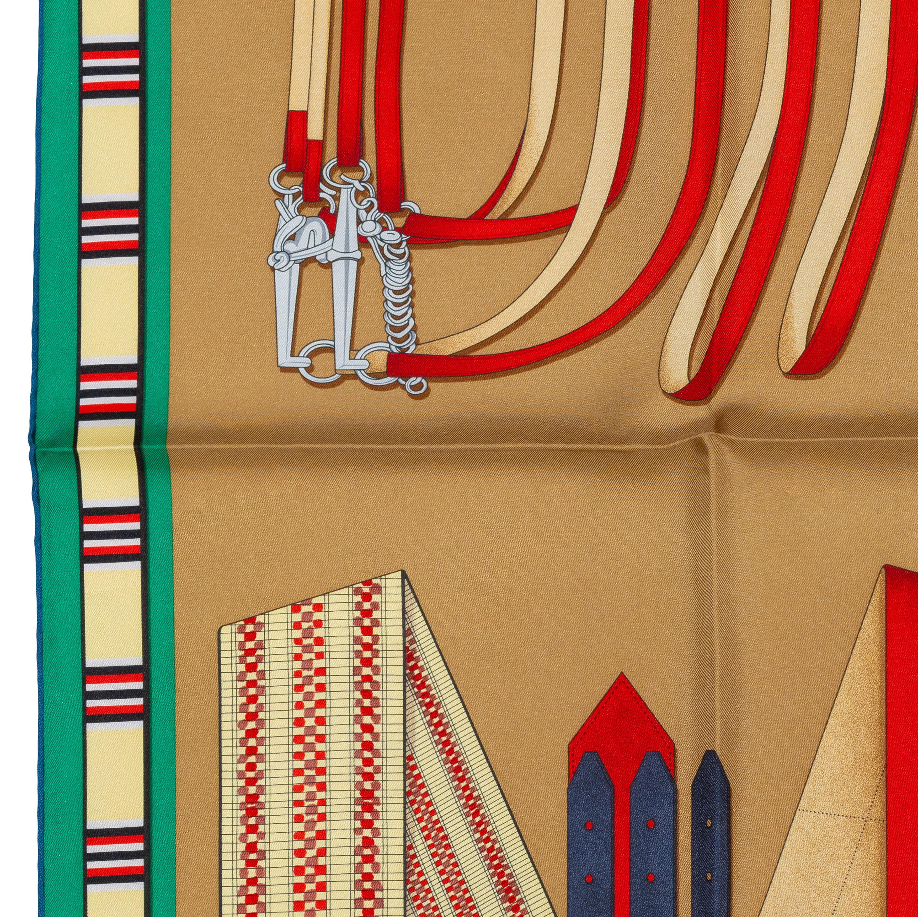 Aut. Hermès Bufanda Lettres Équestres - Tabac Vert Rouge Nueva Etiqueta de la Tienda en venta 3