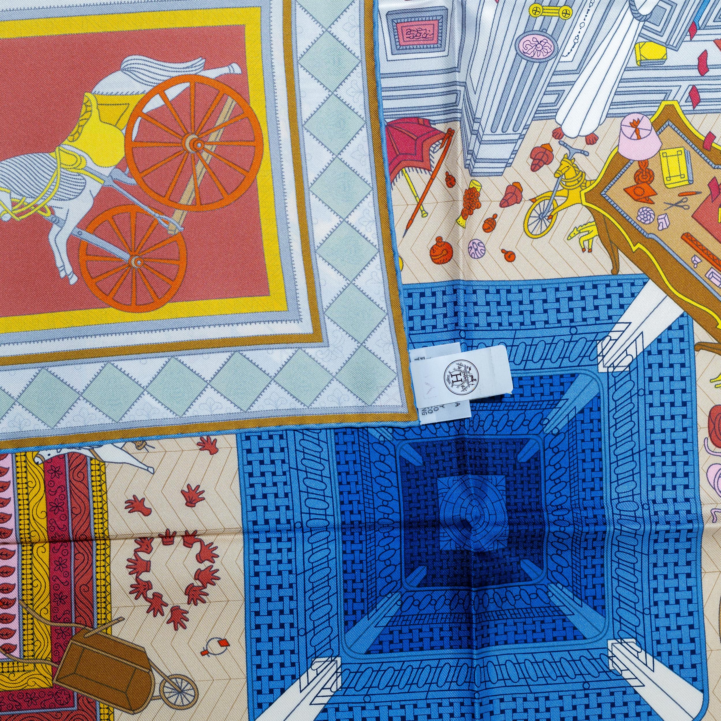 Auth. Hermès Scarf Objets De Curiosité - Blue Lavande Gris New Store Tag 10