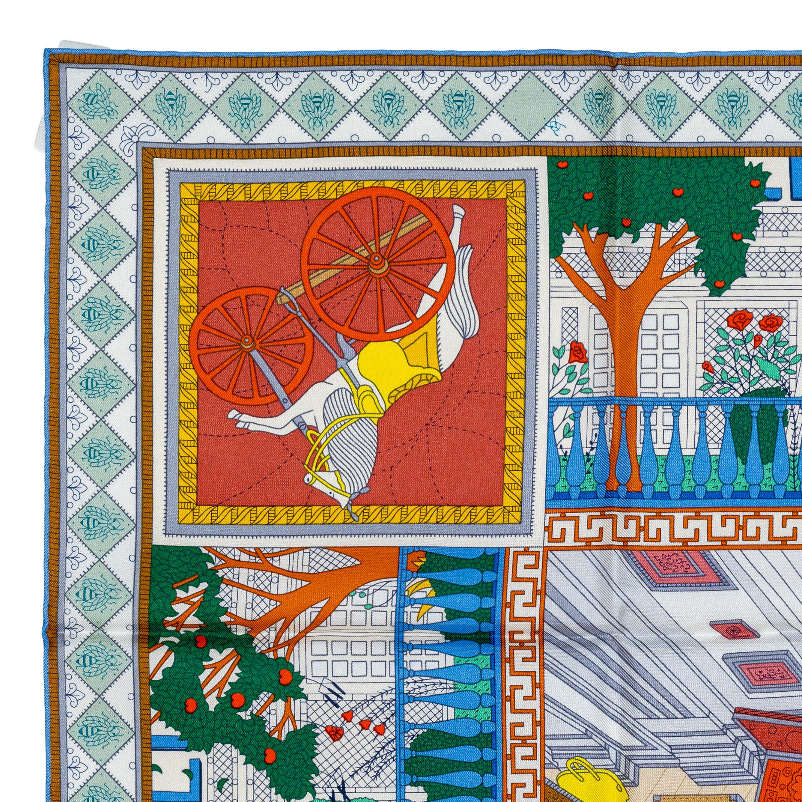 Auth. Hermès Scarf Objets De Curiosité - Blue Lavande Gris New Store Tag 2