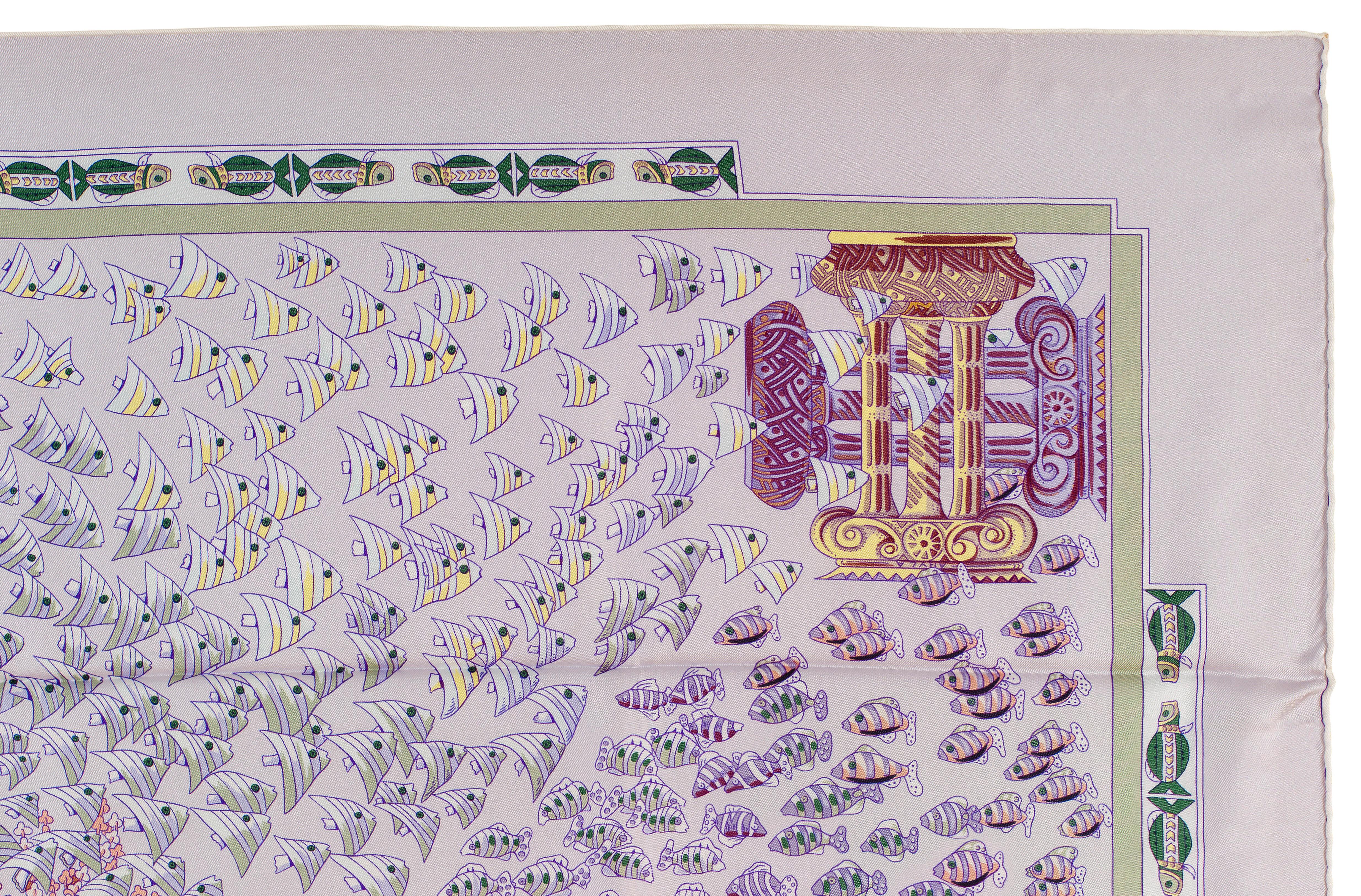 Auth. Hermes Scarf Rencontre Oceane - White Lilac - Mint - RARE GRAIL!! 1
