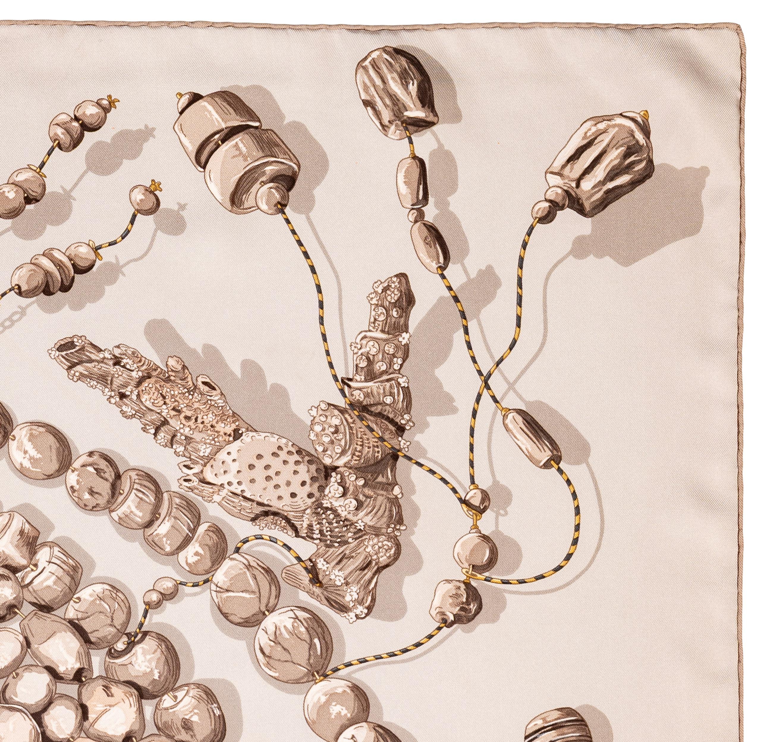 Aut. Hermes Bufanda Rêve de Corail - Blanc Sable Gris en Excelente estado para la venta en Ottawa, CA