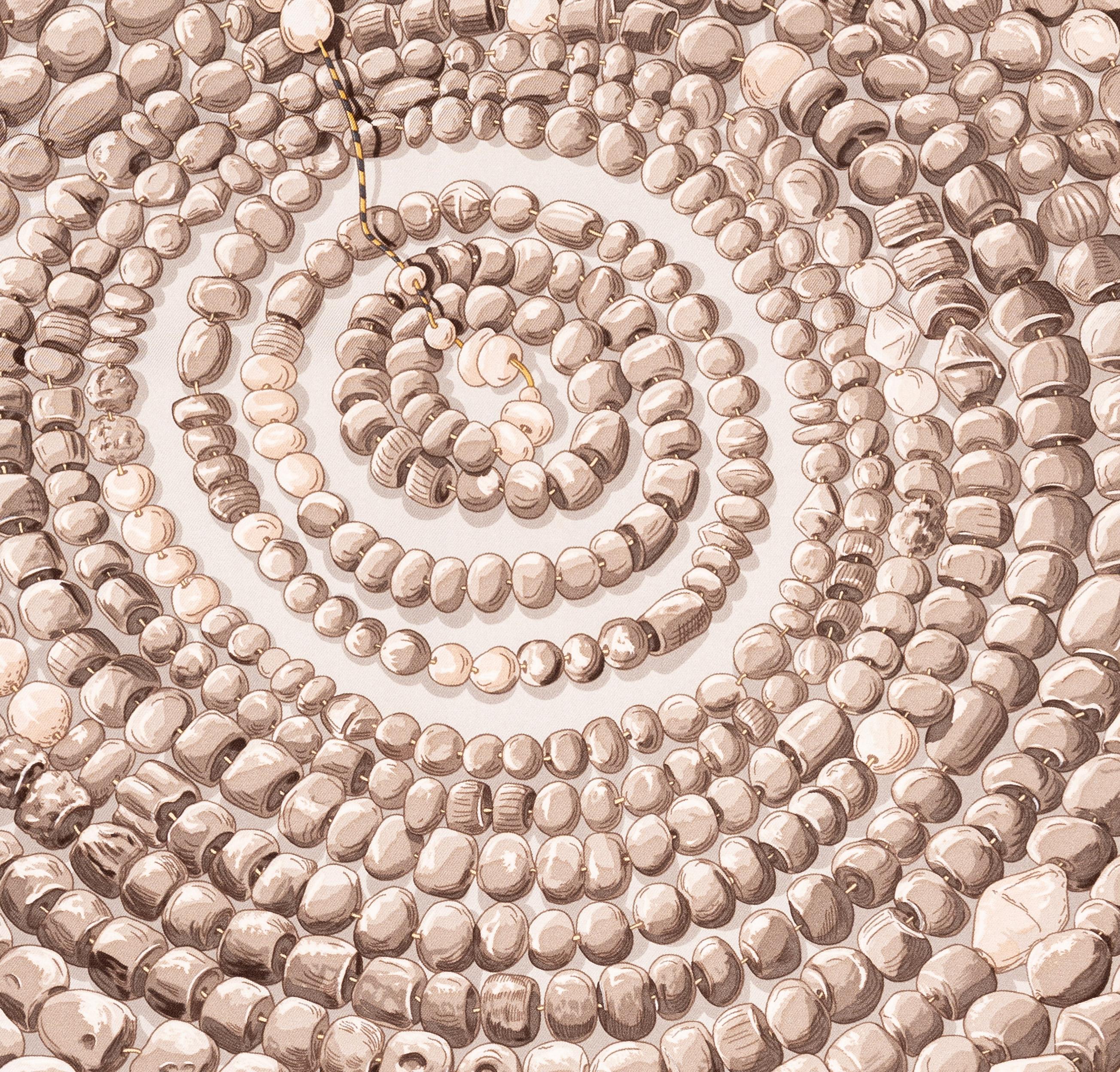 Aut. Hermes Bufanda Rêve de Corail - Blanc Sable Gris en venta 1