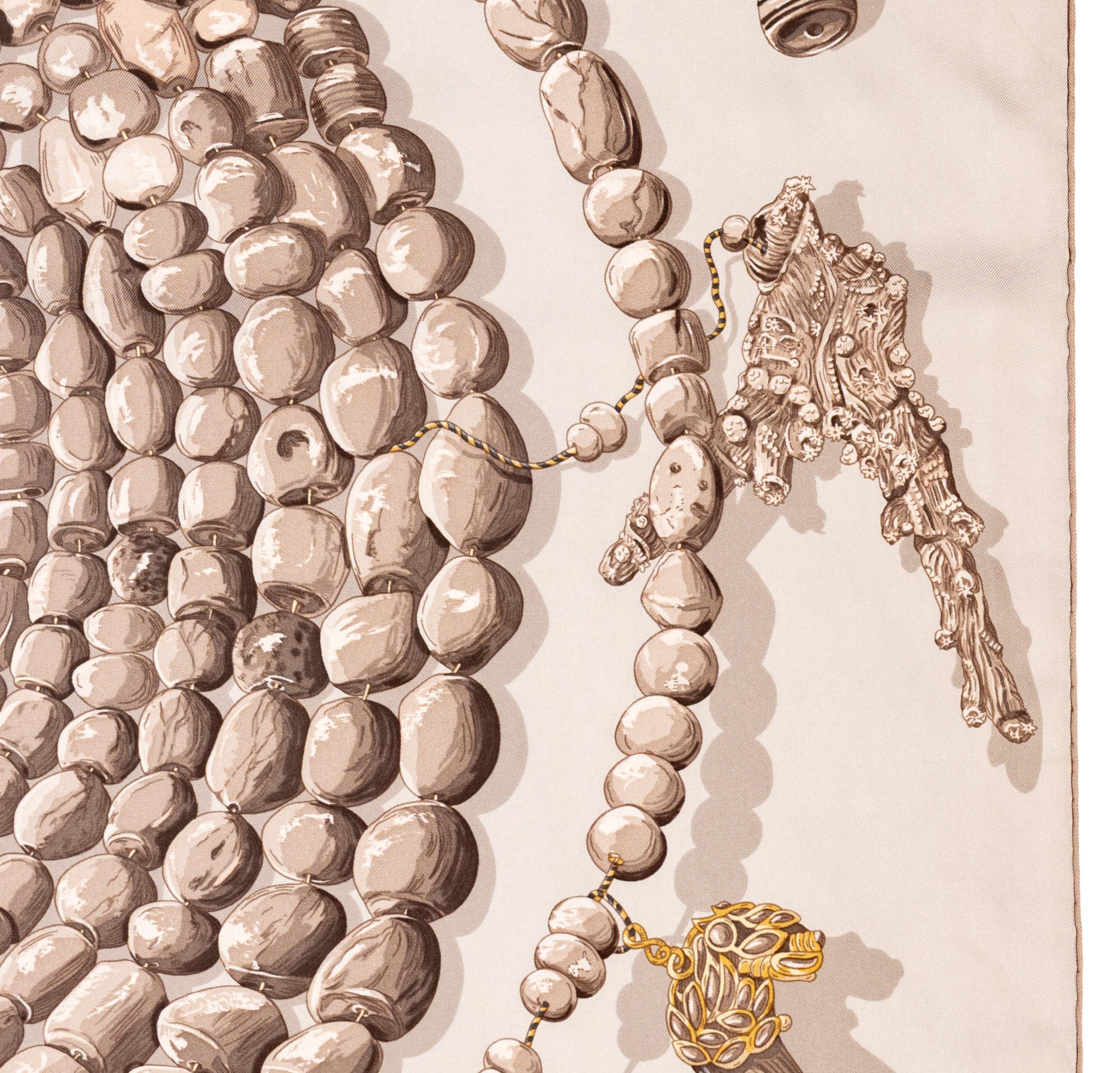 Aut. Hermes Bufanda Rêve de Corail - Blanc Sable Gris en venta 2