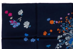 Auth. Hermès Scarf  Robe Legere - Black Marine Parme Rose New Store Tag