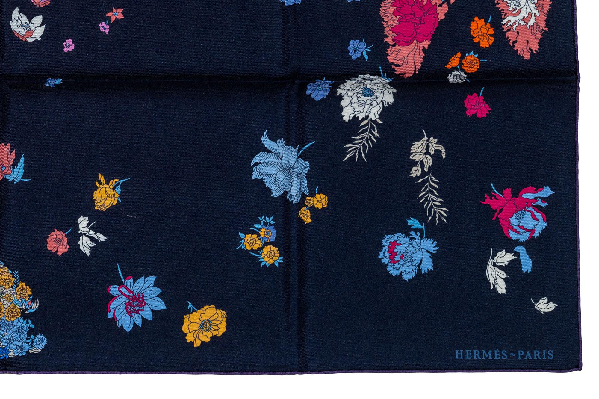Auth. Hermès Scarf  Robe Legere - Black Marine Parme Rose New Store Tag 4