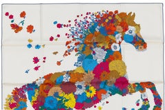 Auth. Foulard Hermès Robe Legere - Creme Bleue - NWSTS