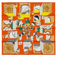Auth. Hermès Scarf Springs Springs Orange Jaune Vert New Store Tag