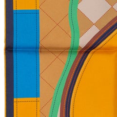 Auth. Hermès Scarf Tapis de Selle Double Face - Marine Beige Doré New Care Tag