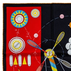 Auth. Hermès Scarf Tea for Two - Noir Rouge Multicolore New Store Tag