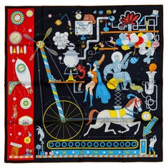 Auth. Hermès Scarf Tea for Two - Noir Rouge Multicolore New Store Tag