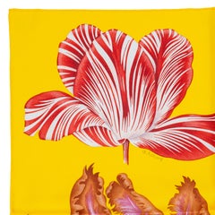 Auth. Hermès Scarf Tulipomanie - Jaune Vif Corail New Store Tag