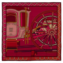 Auth. Hermes Shawl  Balade En Berline - CS140 - Fuchsia Orange Rose Pal  NEW