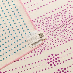 Auth. Hermes Shawl Brandebourgs Points - CS140 - Blanc Mauve Bleu - New