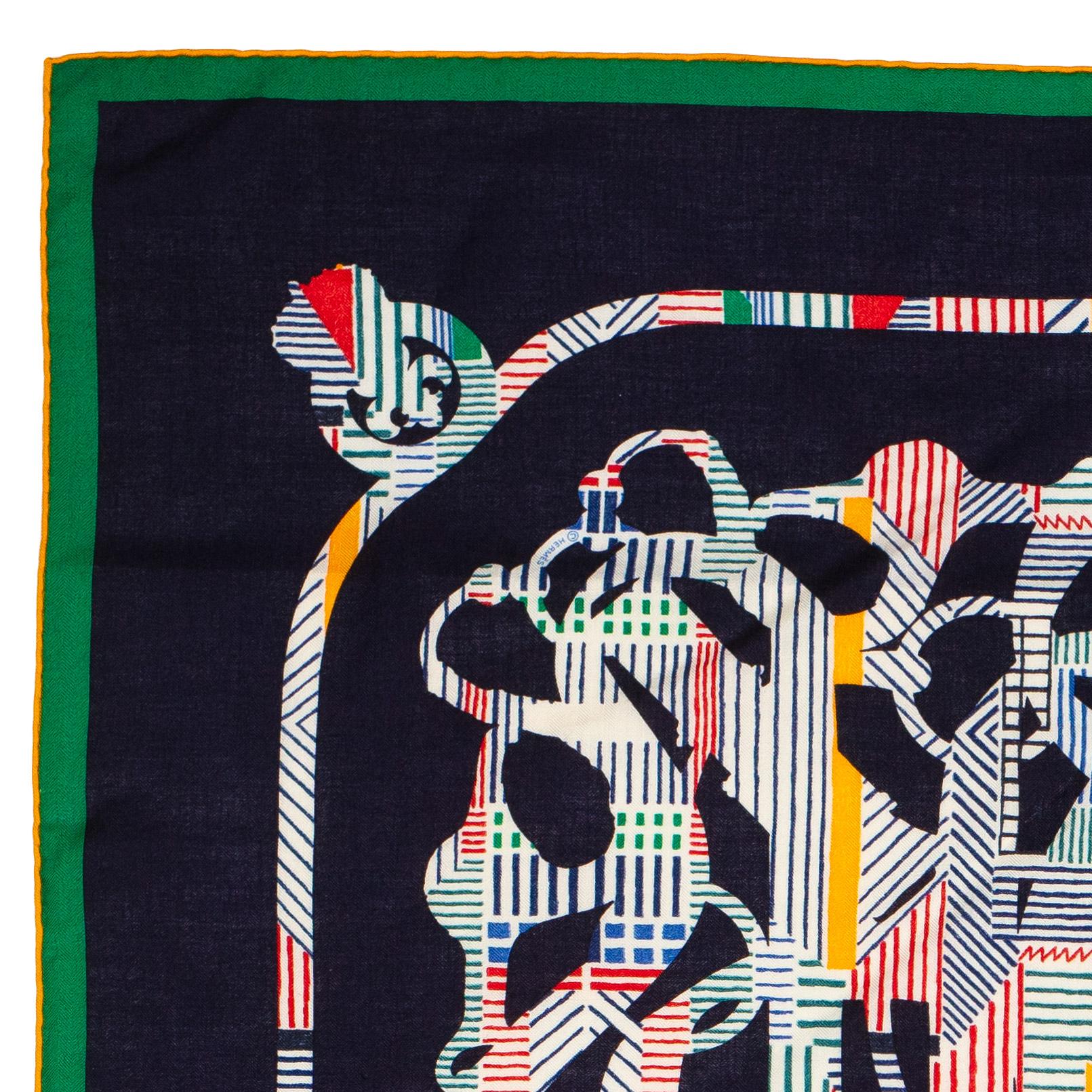 Aut. Chal Hermes Cavalcadour - CS140 - Verde anaranjado Azul marino - Etiqueta de cuidado nueva Negro en venta