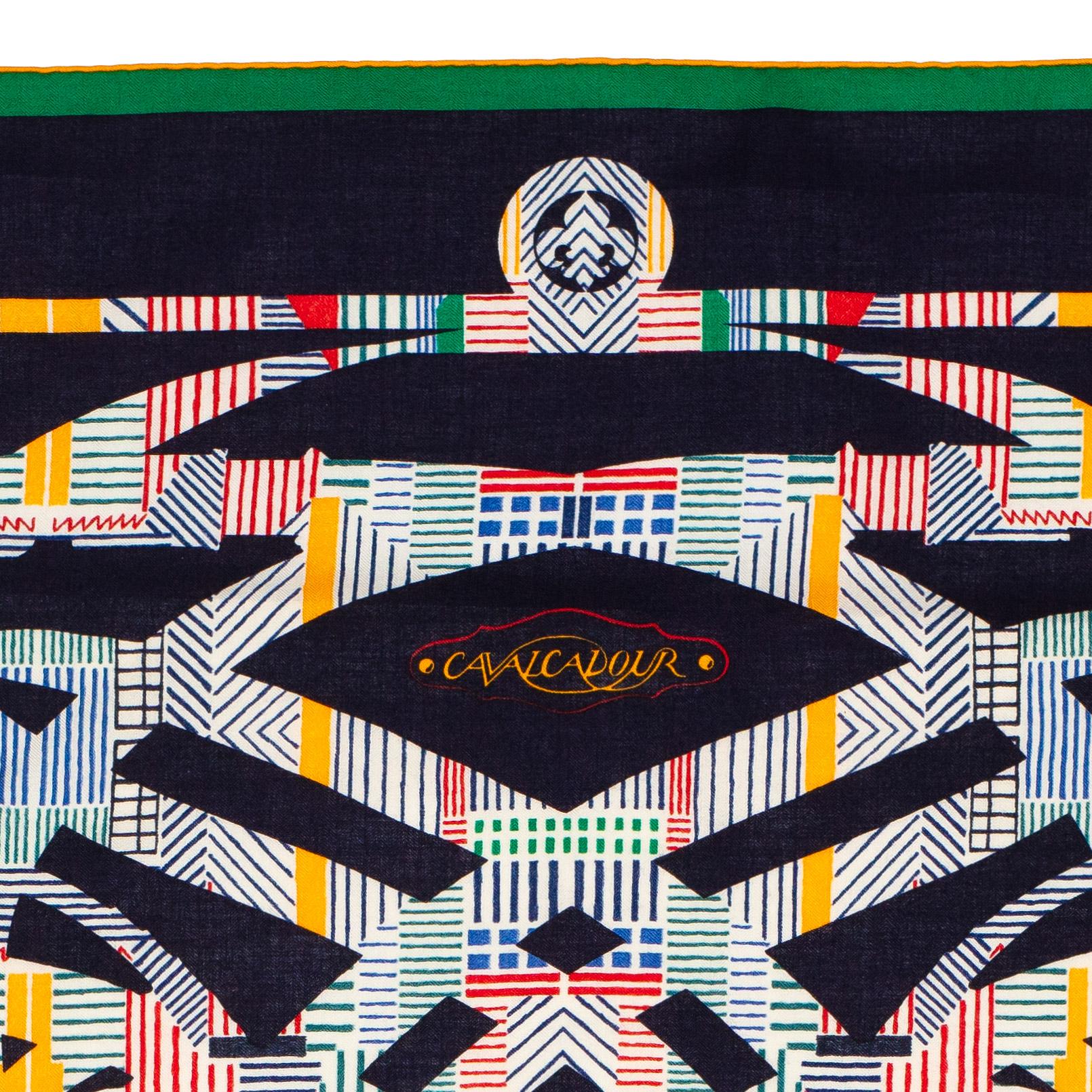 Aut. Chal Hermes Cavalcadour - CS140 - Verde anaranjado Azul marino - Etiqueta de cuidado nueva en Nuevo estado para la venta en Ottawa, CA