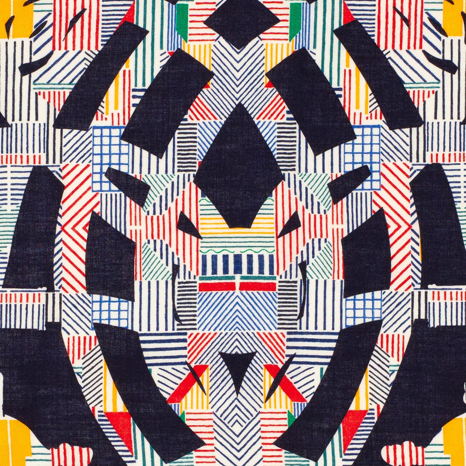 Aut. Chal Hermes Cavalcadour - CS140 - Verde anaranjado Azul marino - Etiqueta de cuidado nueva en venta 2