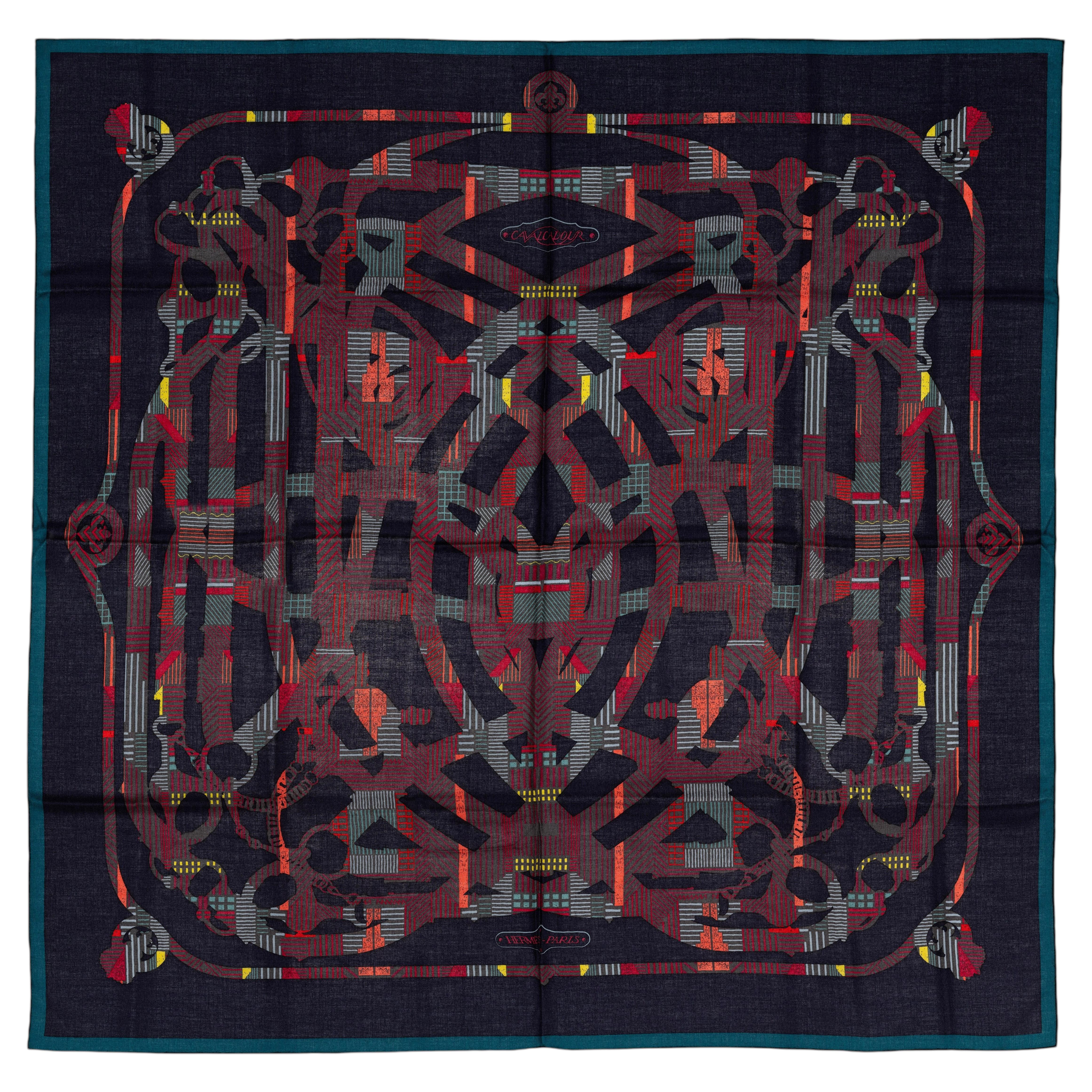 Auth. Hermes Shawl Cavalcadour Morning CS140 Caban Bordeaux Vert - New Care Tag