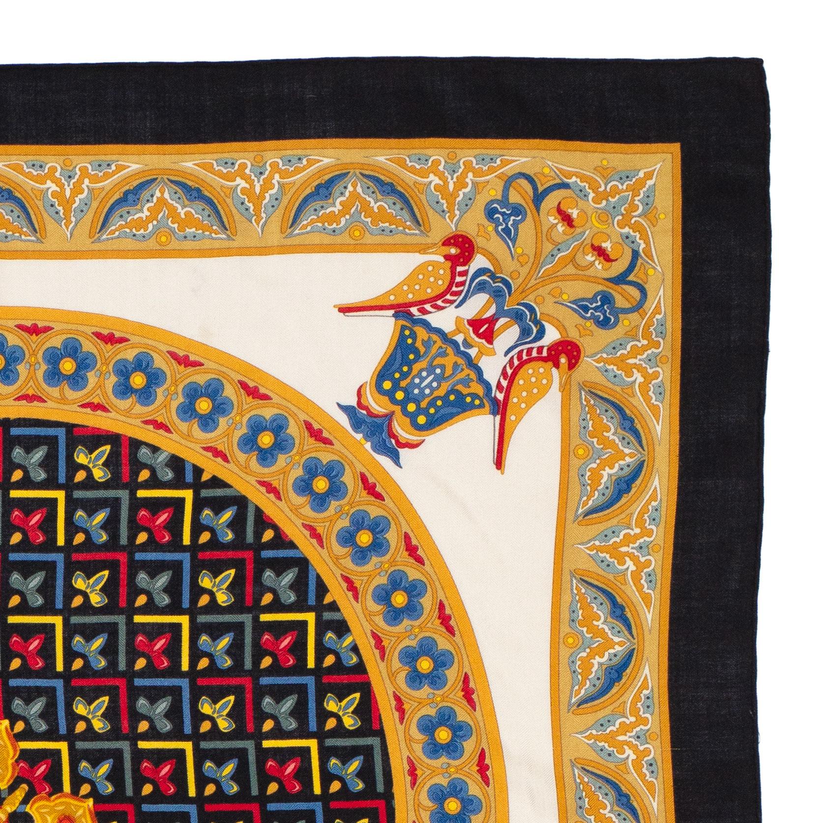 Auth. Hermes Shawl  Ciels Bizentins - CS140 - Black Or White - MINT Rare! For Sale 6