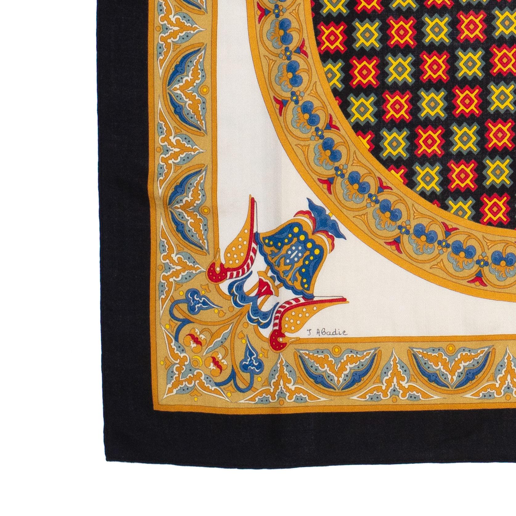 Auth. Hermes Shawl  Ciels Bizentins - CS140 - Black Or White - MINT Rare! For Sale 10