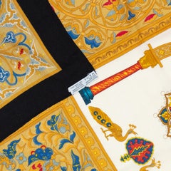 Auth. Hermes Shawl  Ciels Bizentins - CS140 - Black Or White - MINT Rare!