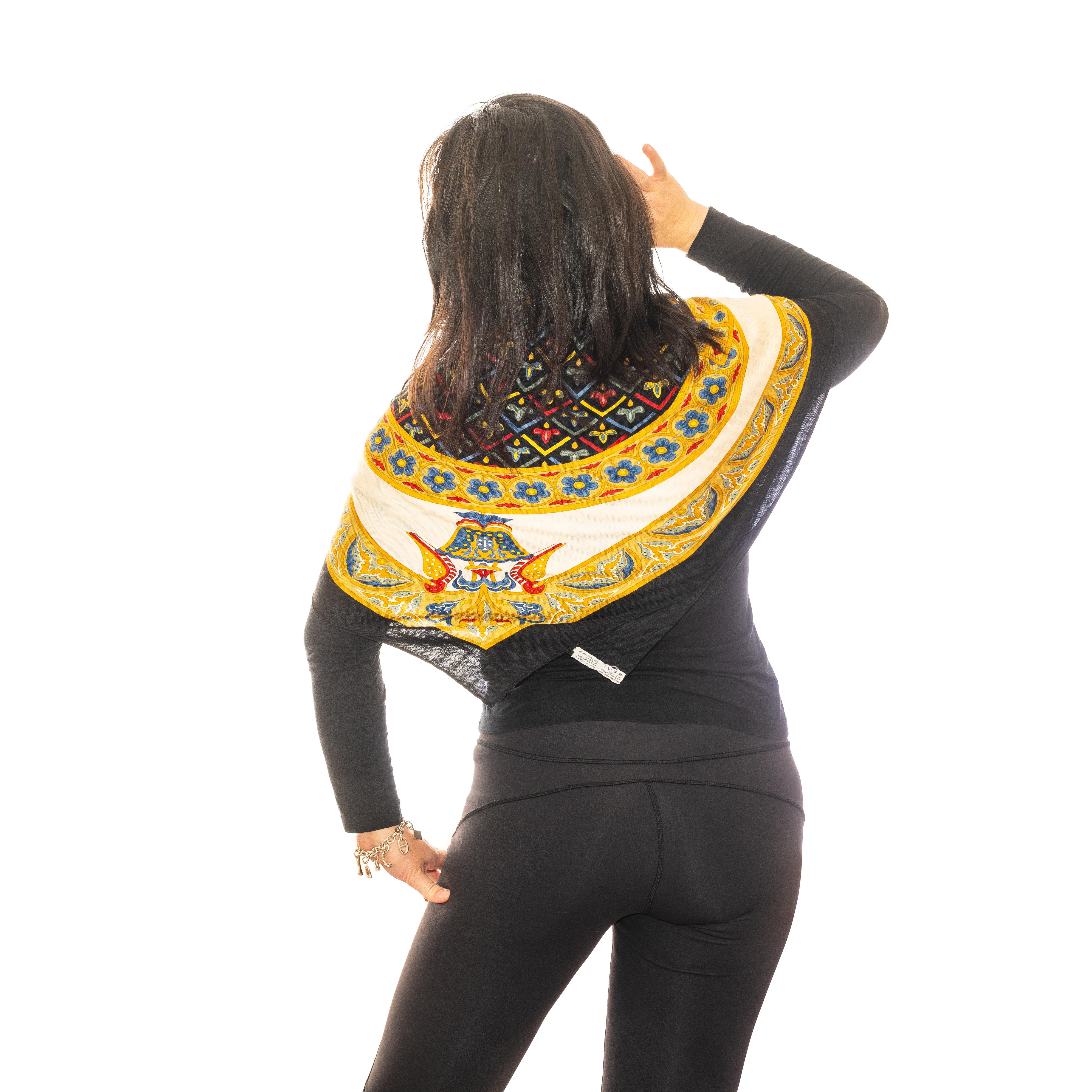 Auth. Hermes Shawl  Ciels Bizentins - CS140 - Black Or White - MINT Rare! For Sale 1