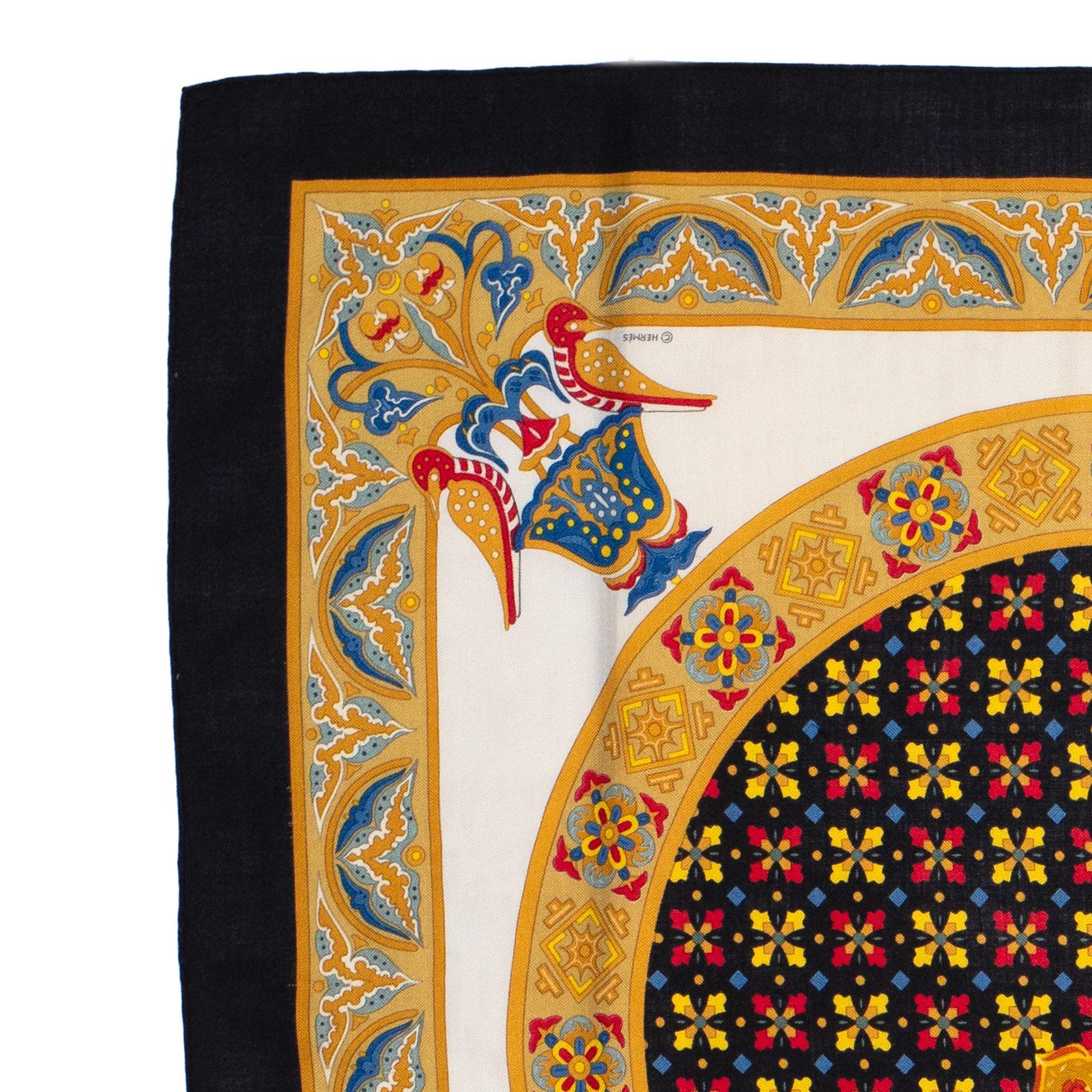 Auth. Hermes Shawl  Ciels Bizentins - CS140 - Black Or White - MINT Rare! For Sale 4