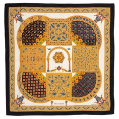 Auth. Hermes Shawl  Ciels Bizentins - CS140 - Black Or White - MINT Rare!