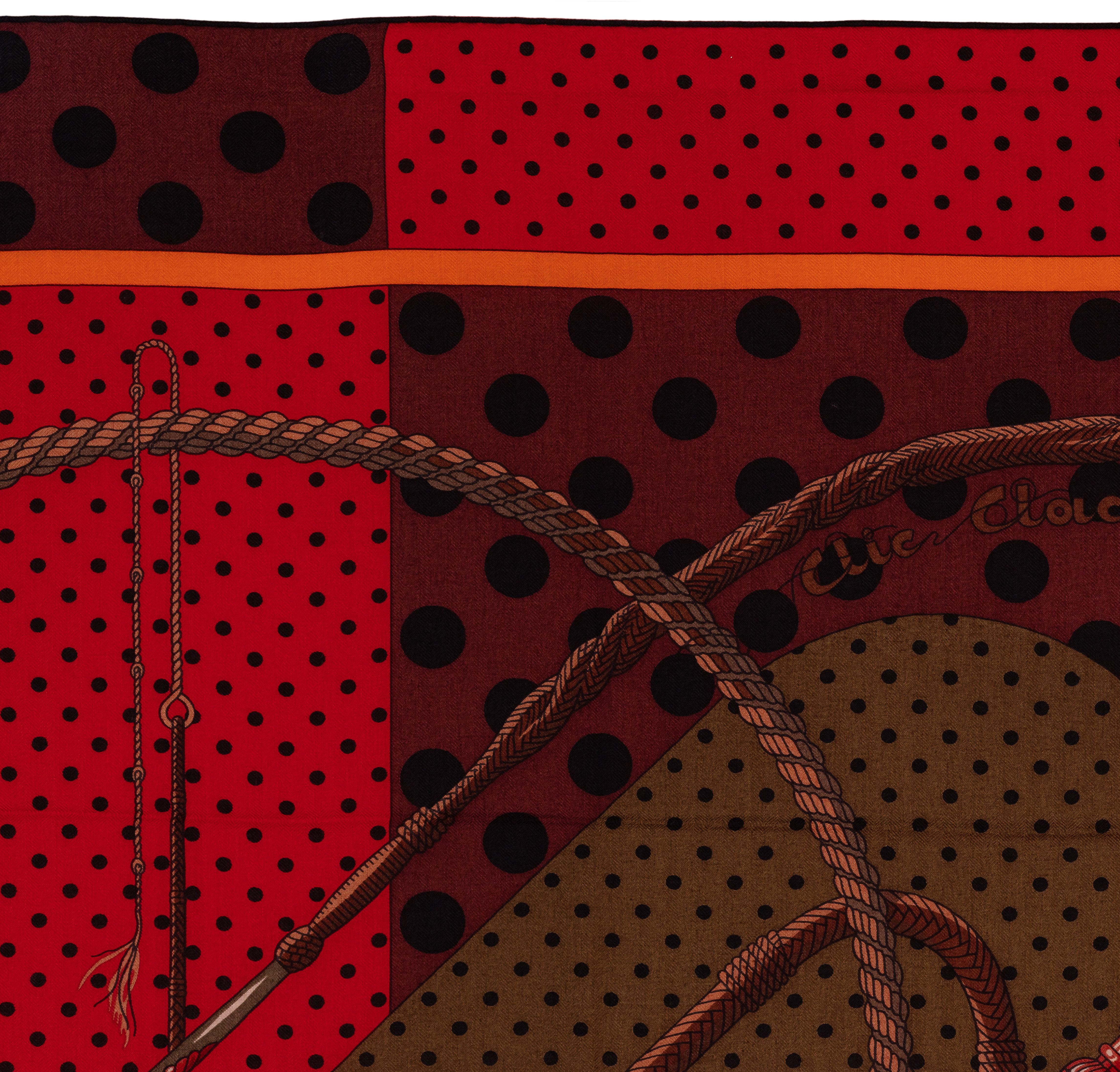 Auth. Hermès Scialle Clic Clac A Pois - CS140 - Kaki Rouge Acajou NUOVO In condizioni Nuovo in vendita a Ottawa, CA