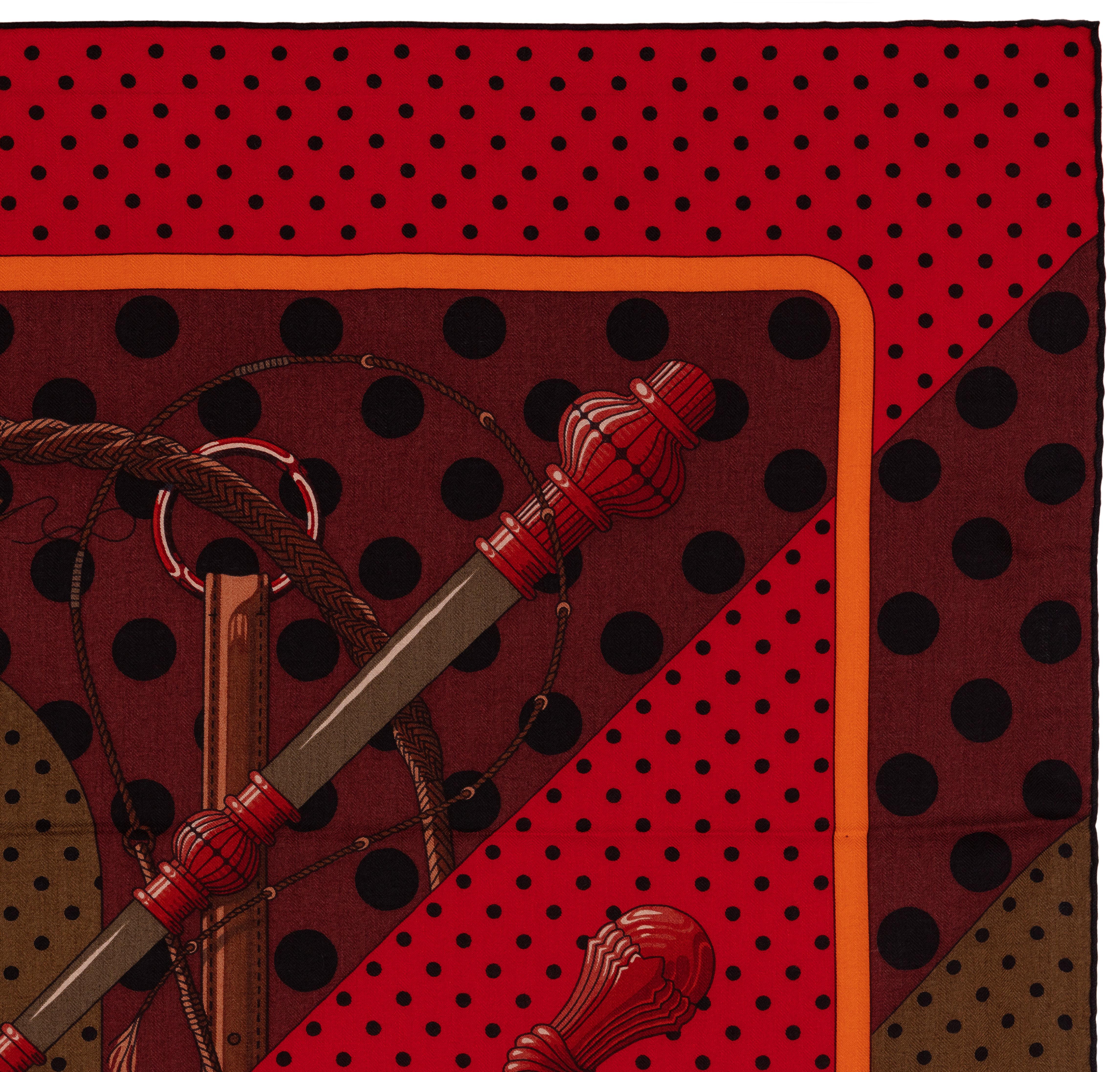 Donna Auth. Hermès Scialle Clic Clac A Pois - CS140 - Kaki Rouge Acajou NUOVO in vendita