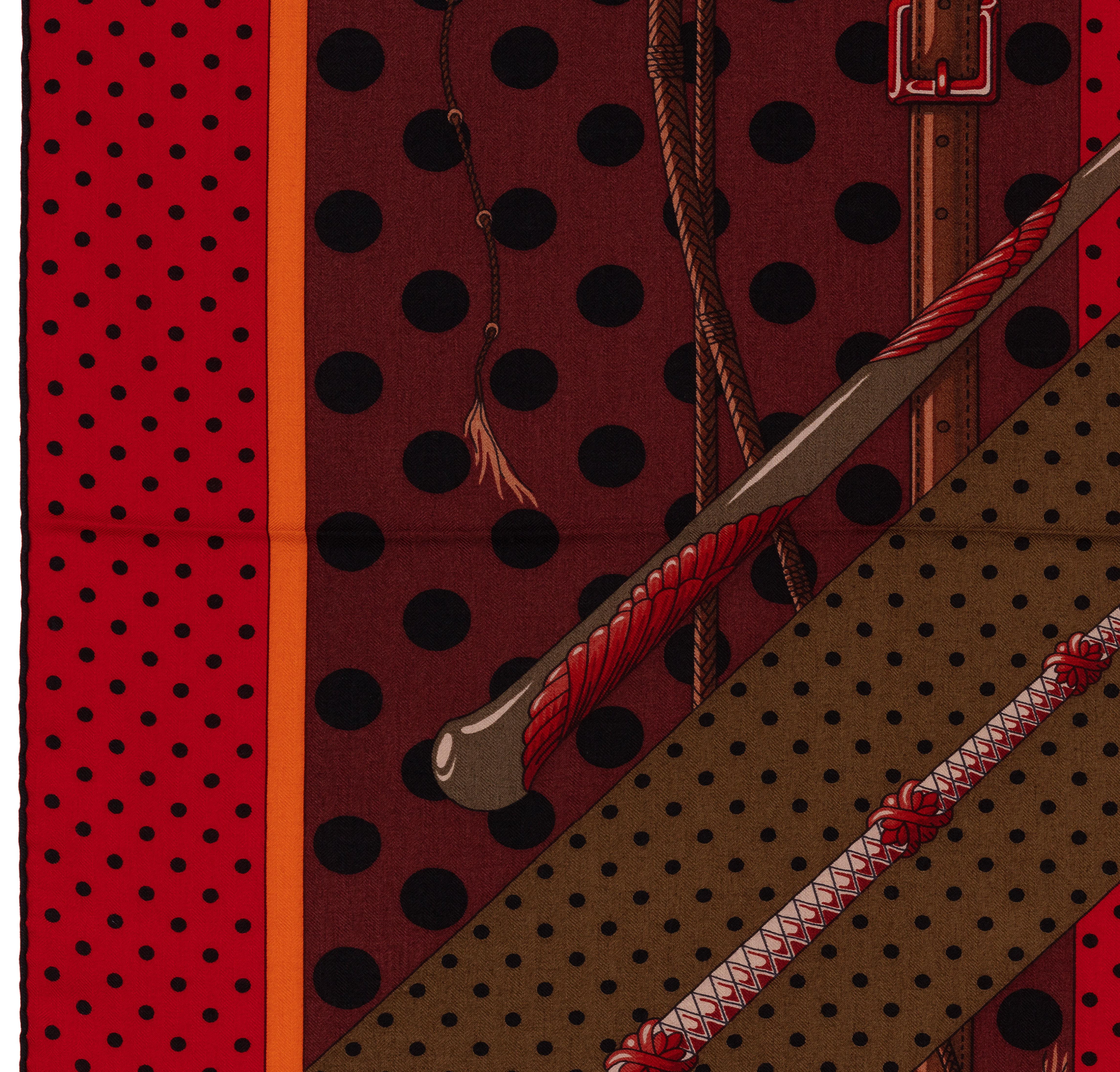 Auth. Hermès Scialle Clic Clac A Pois - CS140 - Kaki Rouge Acajou NUOVO in vendita 1