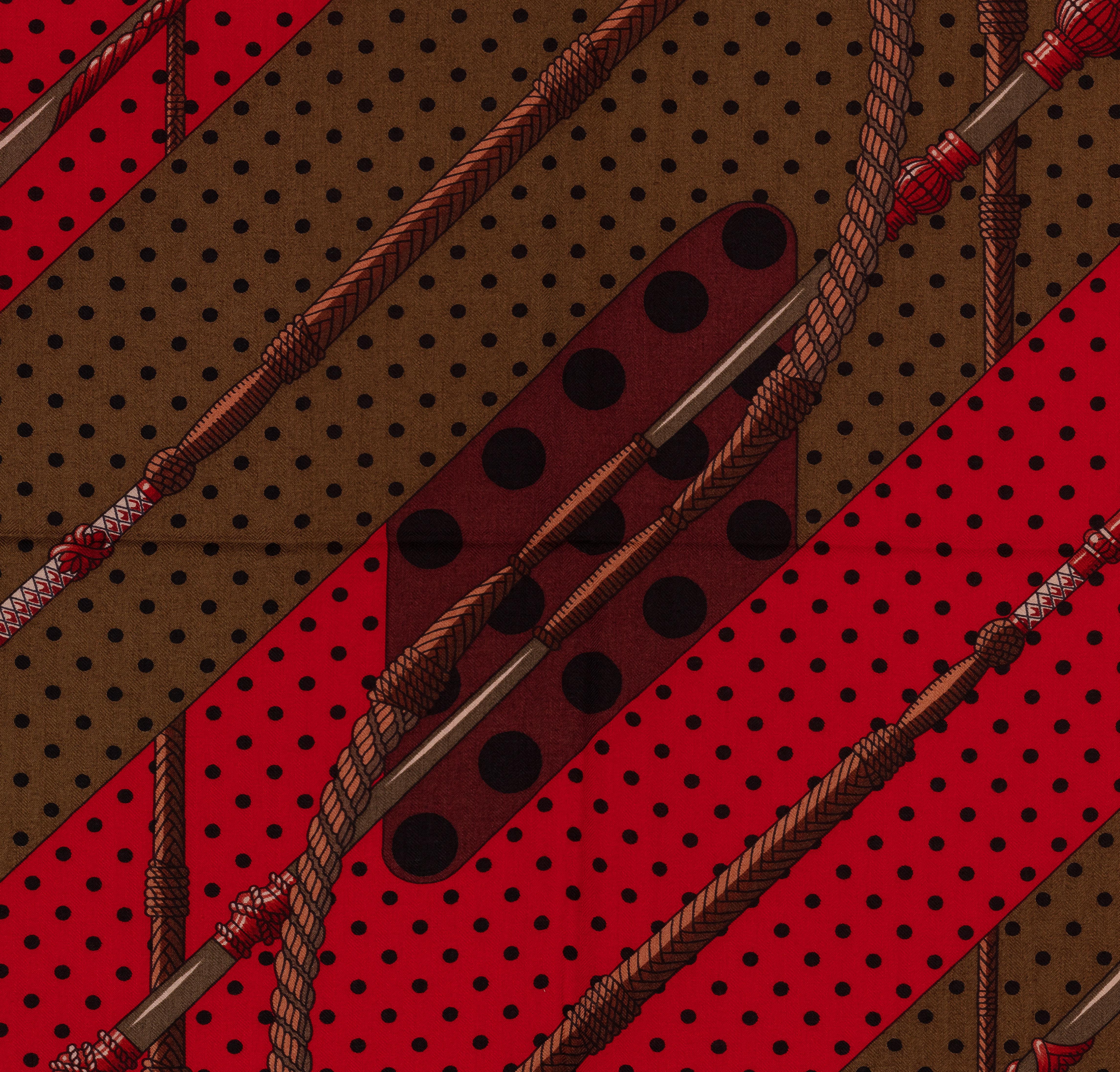 Auth. Hermès Scialle Clic Clac A Pois - CS140 - Kaki Rouge Acajou NUOVO in vendita 2