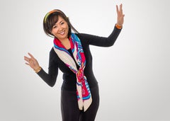 Auth. Hermes Shawl CS140 Bouquets Sellier Blanc Rose Indien Turquoise New S/Tag