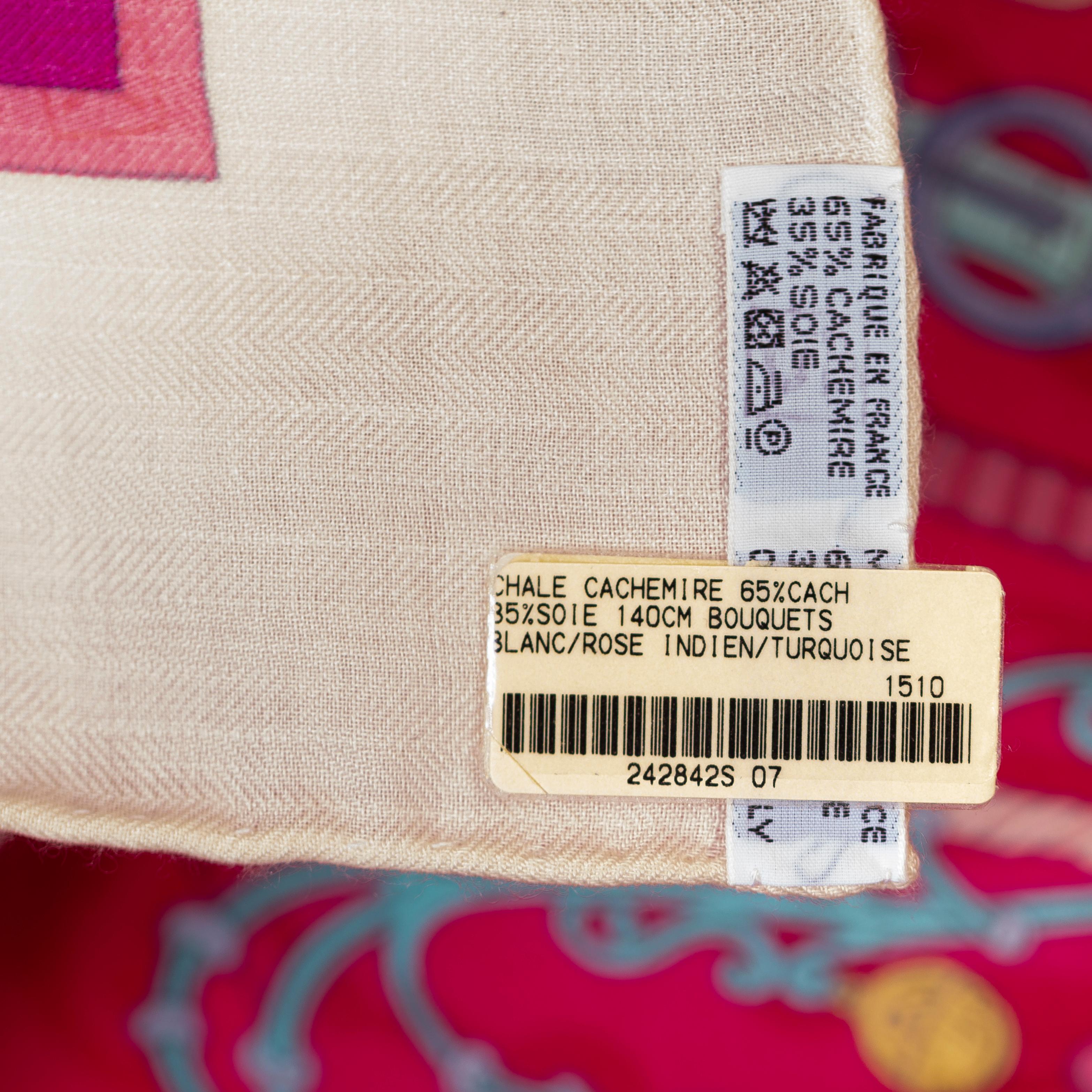 Autor. Hermes Schal CS140 Sträuße Sellier Blanc Rose Indien Türkis Neu S/Tag (Rot) im Angebot
