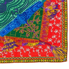Auth. Hermes Shawl CS140 Cavaliers Du Caucase - CS140 Rouge Turquoise Jaune NEW