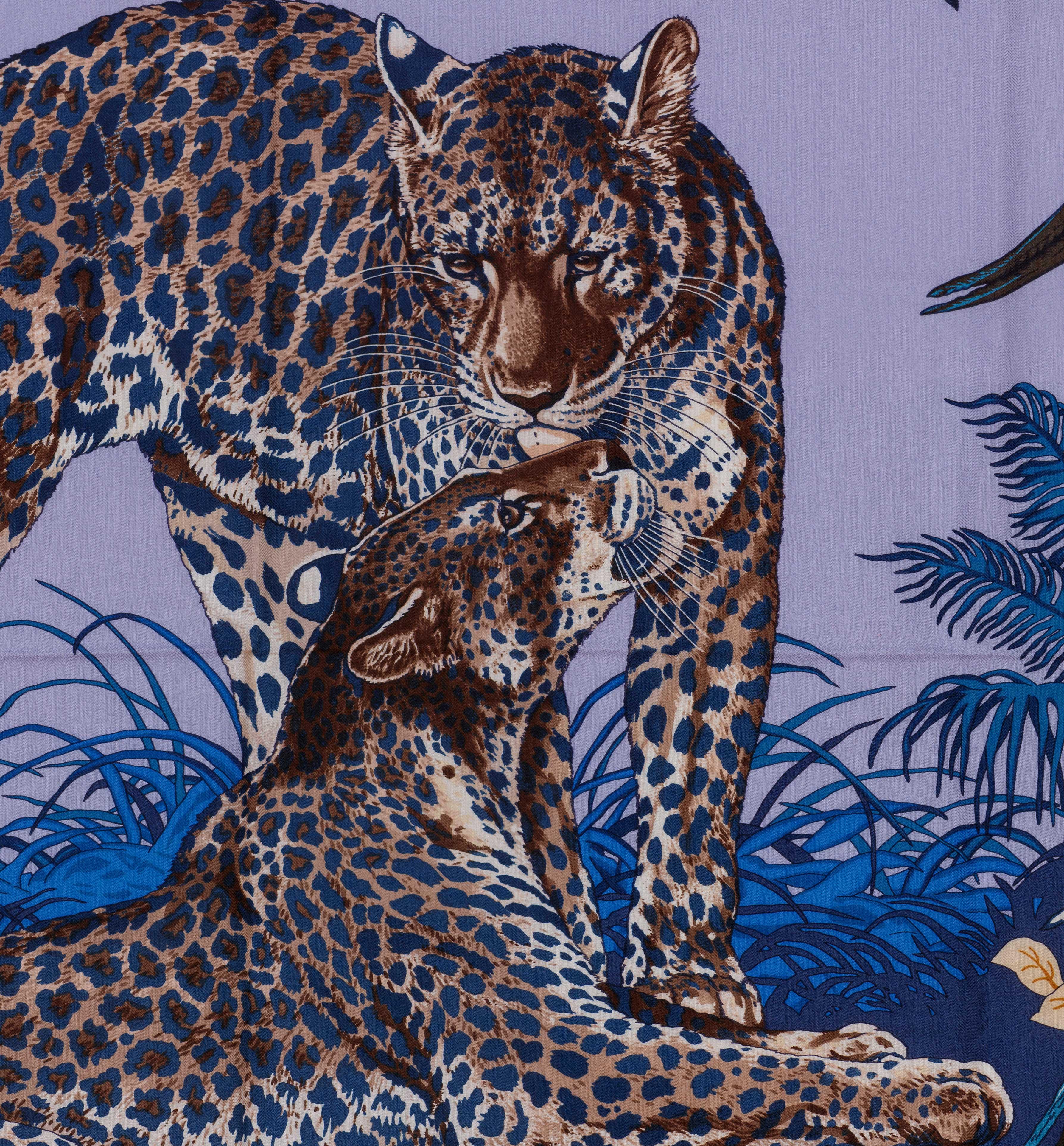 Auth. Hermes Shawl CS140 Jungle Love CS140 Red Navy NWCTS Super Collector NEW For Sale 13