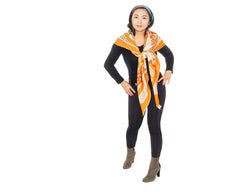 Autor. Hermes-Schal „Fantaisie D Etriers“ – CS140 – Orange, Weiß, Beige – Mit neuem Etikett