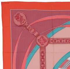 Auth. Hermes Shawl La Promenade Du Matin - CS140 - Corail Menthol - NEW Tag