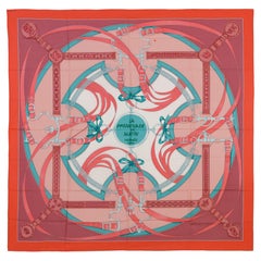 Auth. Hermes Shawl La Promenade Du Matin - CS140 - Corail Menthol - NEW Tag