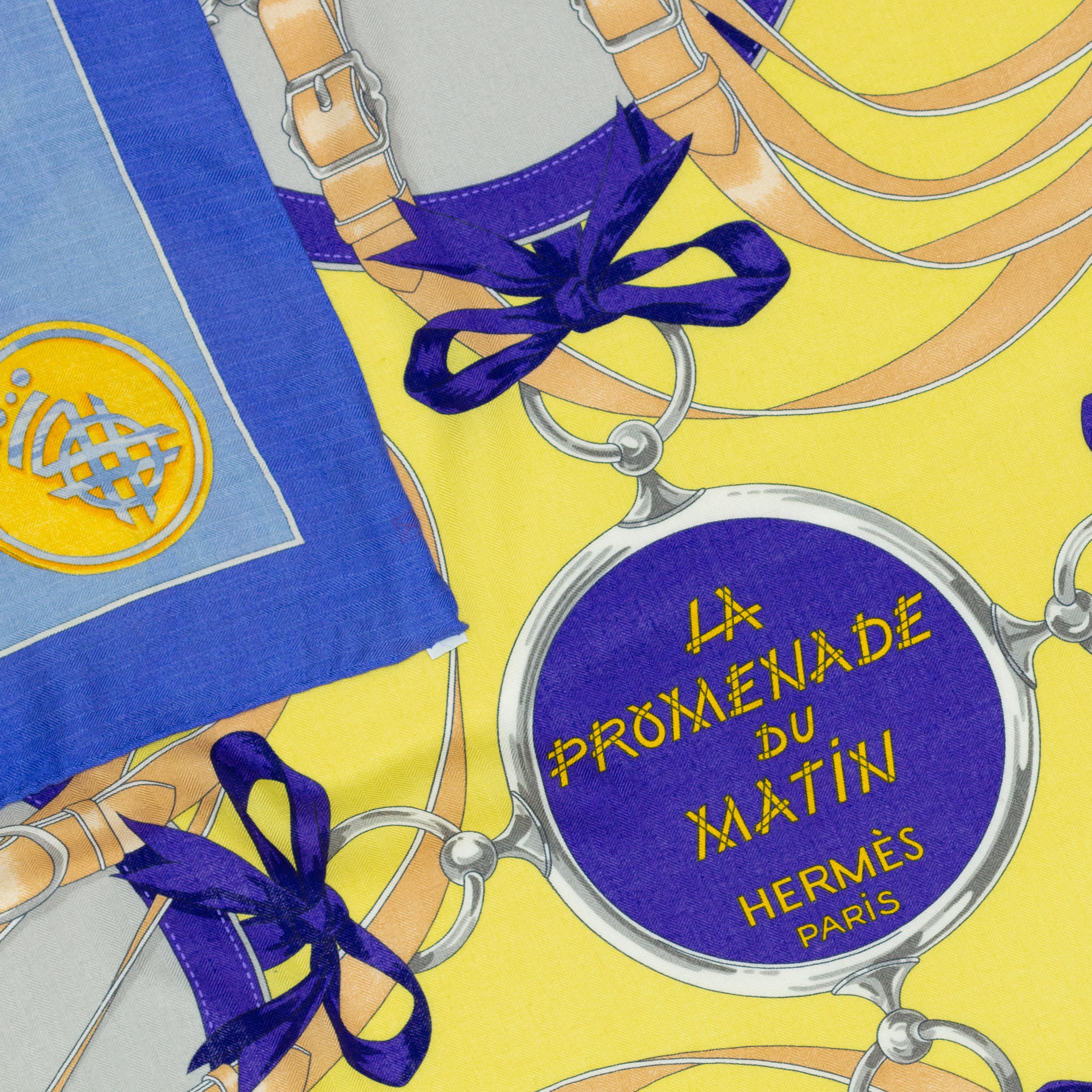 Aut. Chal Hermes La Promenade du Matin - CS140 - Lavande Ciel Jaune - Etiqueta NUEVO Beige en venta