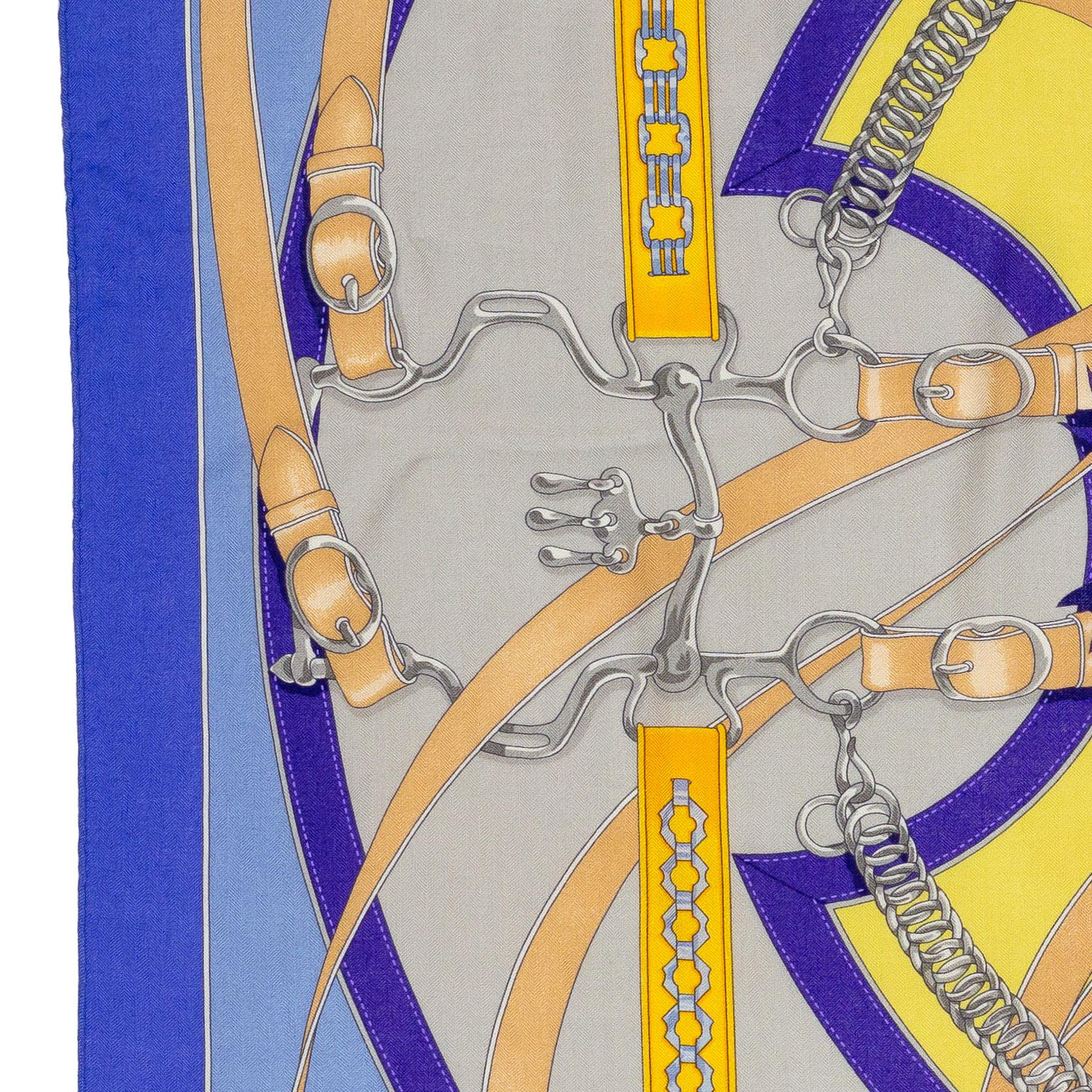 Aut. Chal Hermes La Promenade du Matin - CS140 - Lavande Ciel Jaune - Etiqueta NUEVO en venta 2
