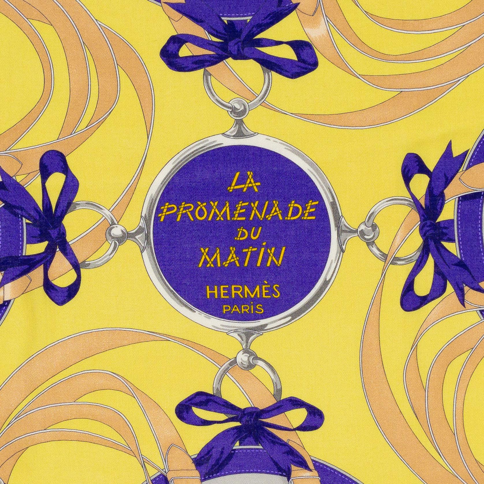 Aut. Chal Hermes La Promenade du Matin - CS140 - Lavande Ciel Jaune - Etiqueta NUEVO en venta 3