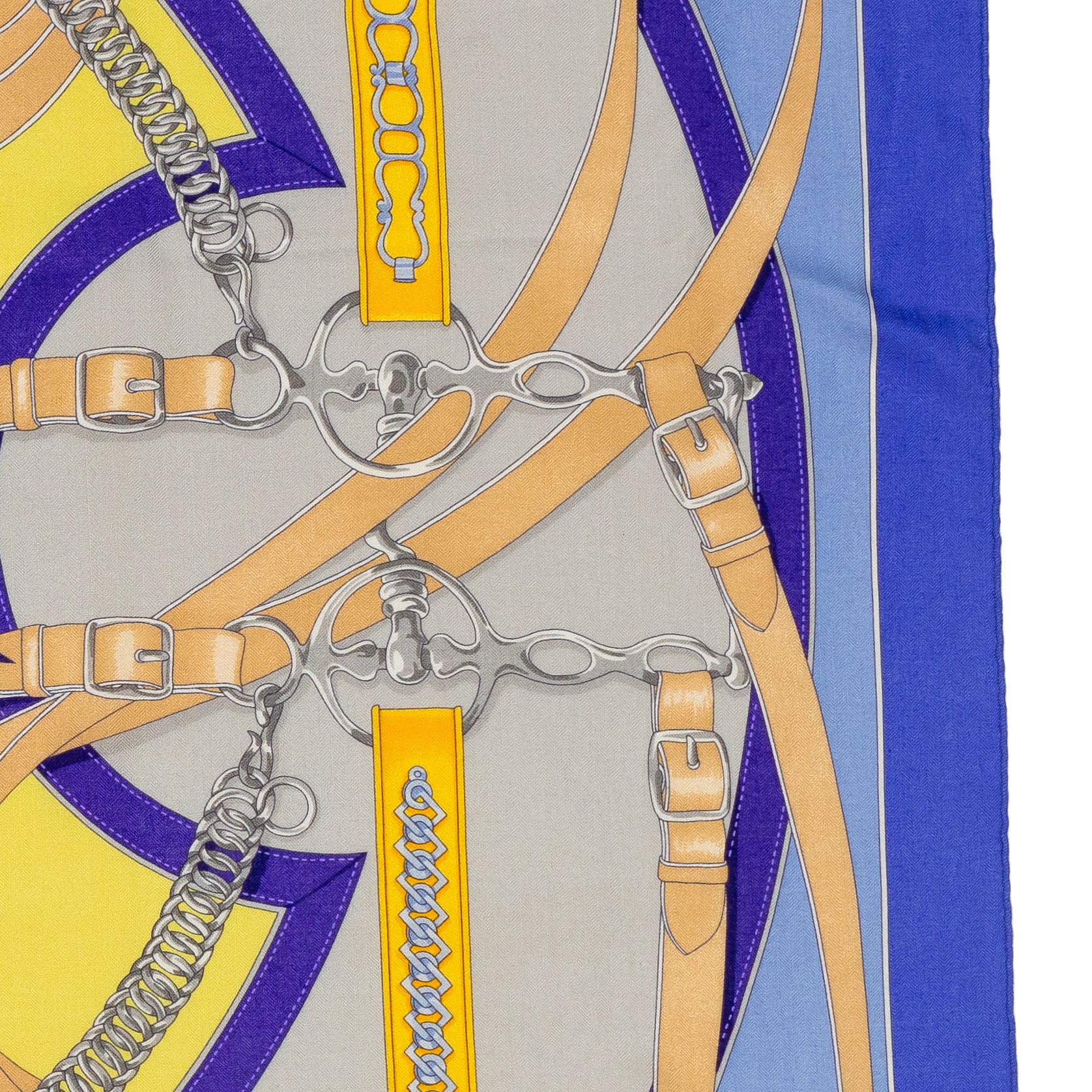 Aut. Chal Hermes La Promenade du Matin - CS140 - Lavande Ciel Jaune - Etiqueta NUEVO en venta 4