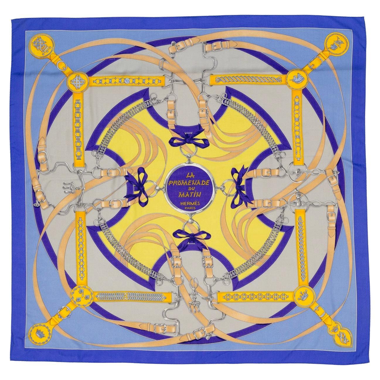 Aut. Chal Hermes La Promenade du Matin - CS140 - Lavande Ciel Jaune - Etiqueta NUEVO en venta